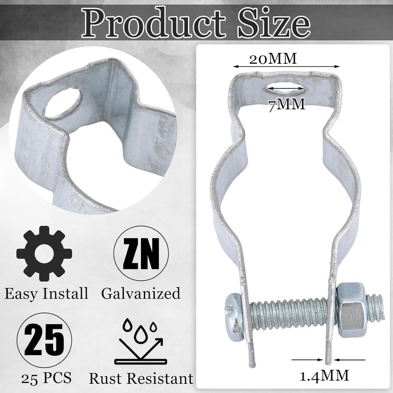 Yaocom 25 Pcs Zinc Plated Steel EMT Conduit Hanger with Bolt Ideal for Rigid and EMT Conduit Mounting to Surfaces, Insulated Supports or Threaded Rods, Furnished with Nut and Bolt (3/ 4 Inch) - Image 3